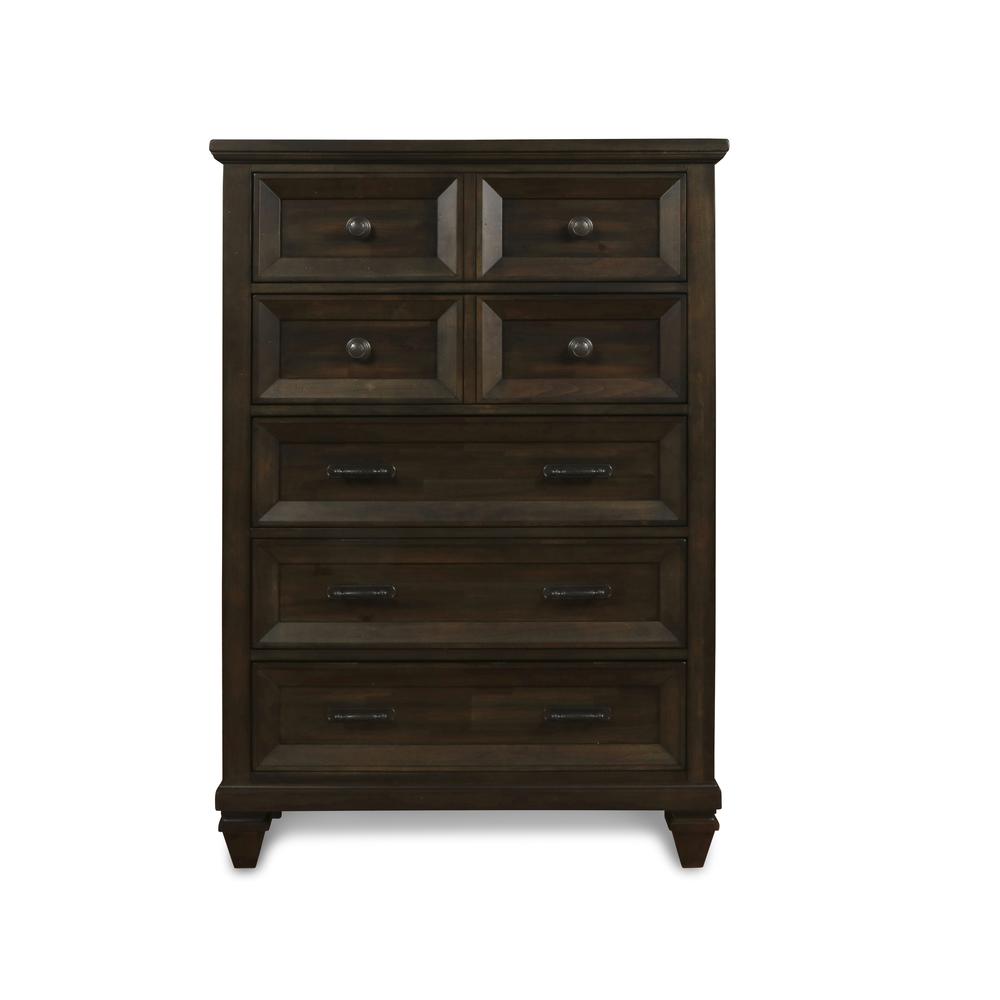 Furniture Sevilla Solid Wood 5-Drawer Chest in Walnut. Picture 2