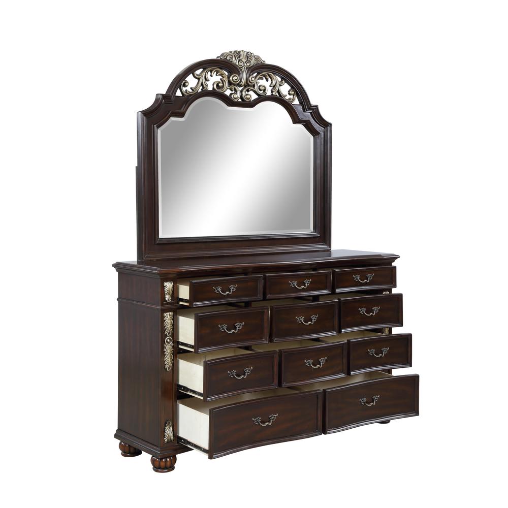 Furniture Maximus Solid Wood Dresser/Mirror Set in Madeira. Picture 4