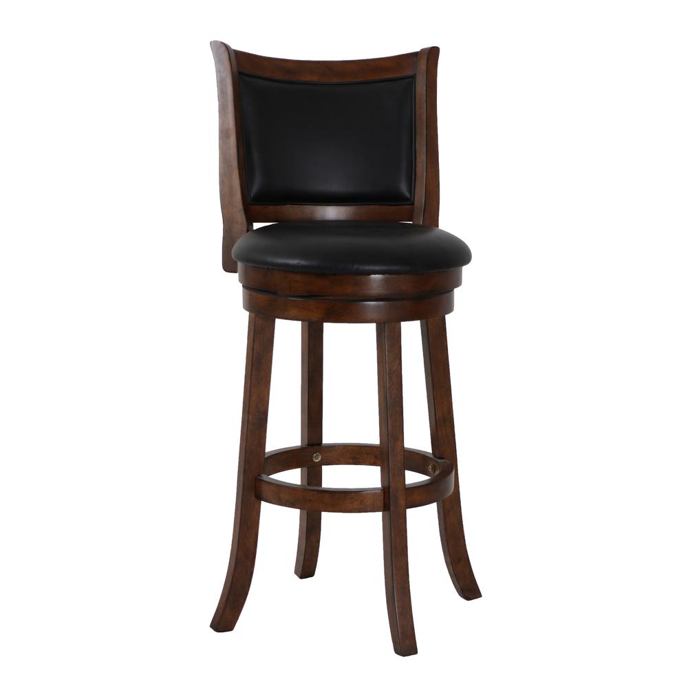 Bristol Wood Swivel Bar Stool with PU Seat in Dark Brown. Picture 1