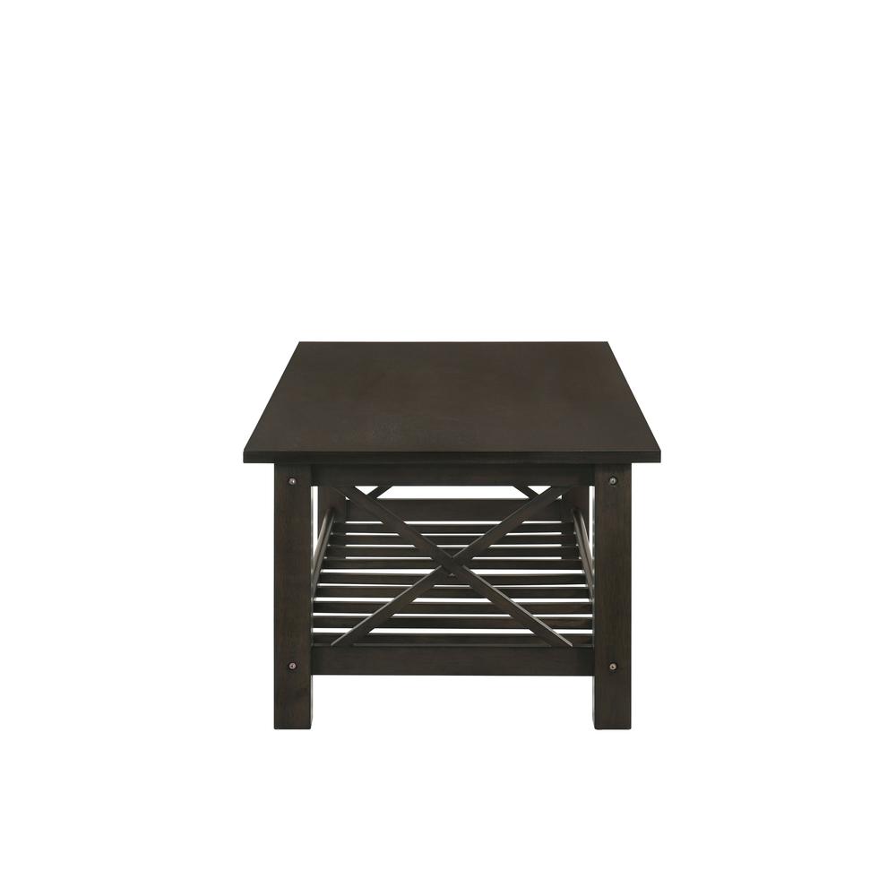 Furniture Vesta Wood 1-Shelf Rectangle Coffee Table in Espresso. Picture 3
