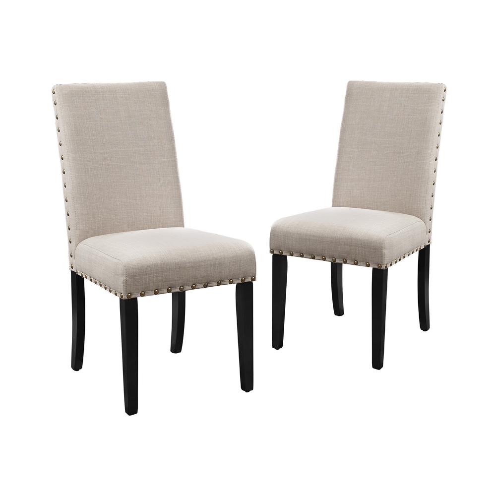 Furniture Crispin 19" Fabric Dining Chairs in Beige (Set of 2). Picture 1