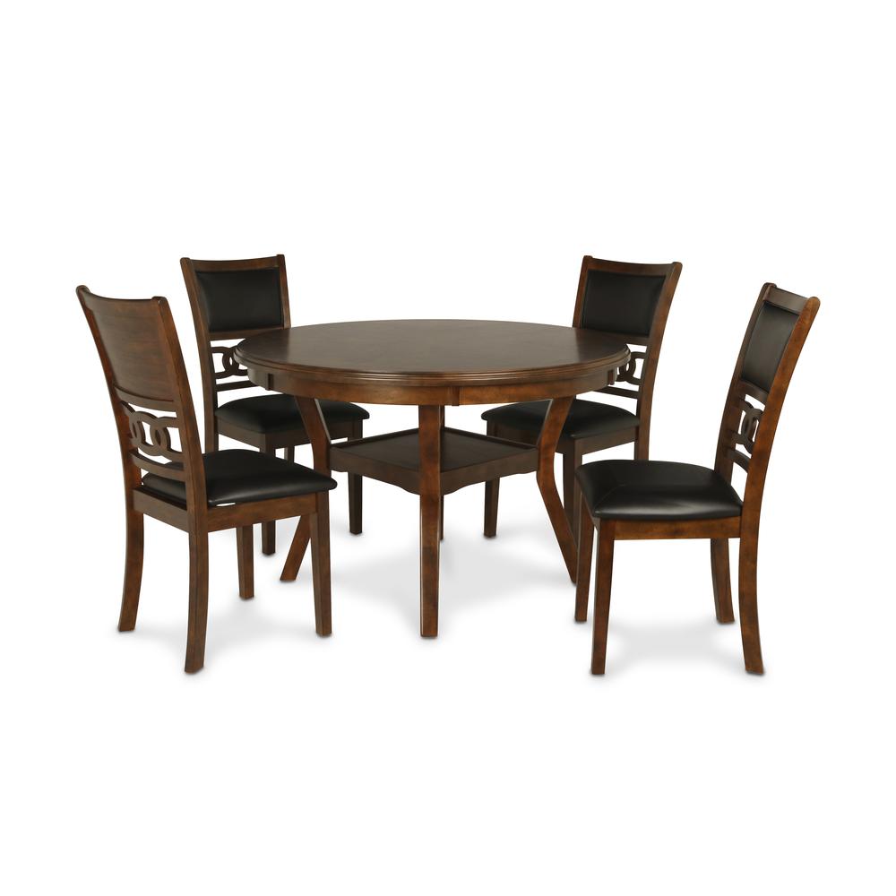 Furniture Gia Solid Wood 5-Piece Round Dining Set in Brown. Picture 1