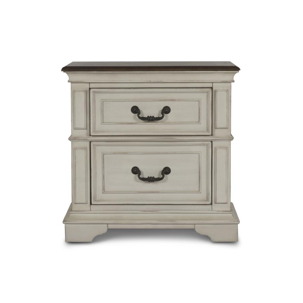 Furniture Anastasia Solid Wood Frame Nightstand in Antique White. Picture 2