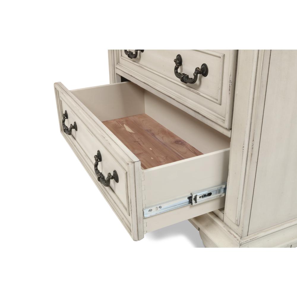 Furniture Anastasia 5-Drawer Solid Wood Chest in Antique White. Picture 5