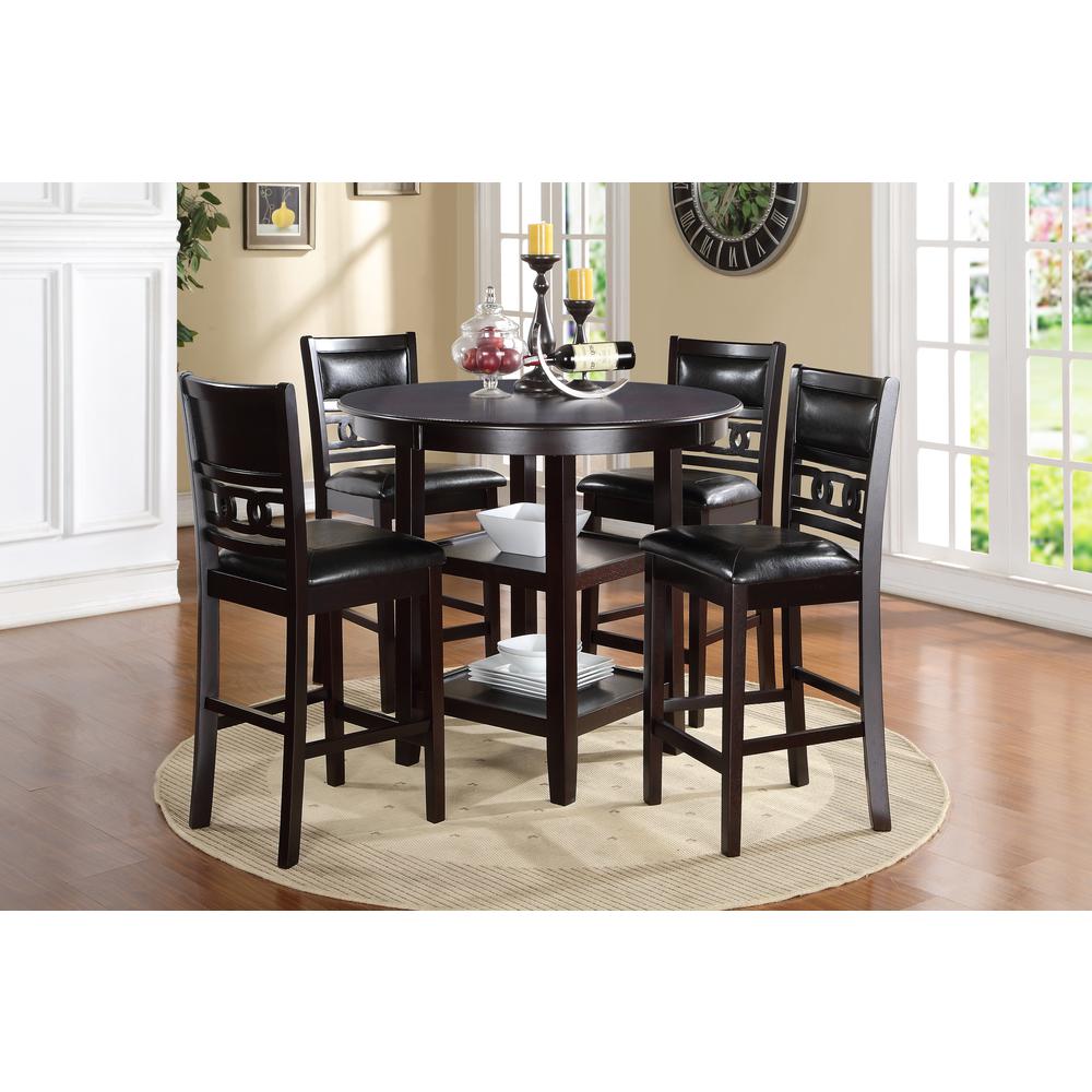 Furniture Gia 5-Piece Transitional Wood Dining Set in Ebony. Picture 12