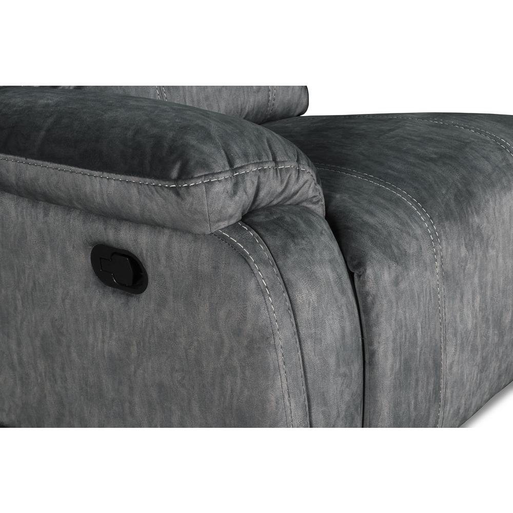 Furniture Tango Polyester Fabric Glider Recliner in Shadow Gray. Picture 6