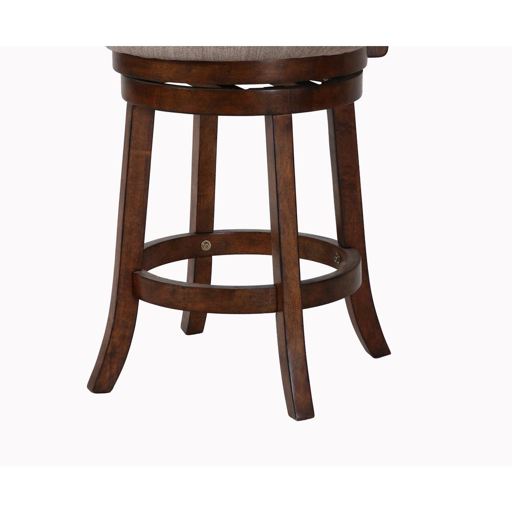 Aberdeen Wood Swivel Counter Stool with Fabric Seat in Dark Brown. Picture 5