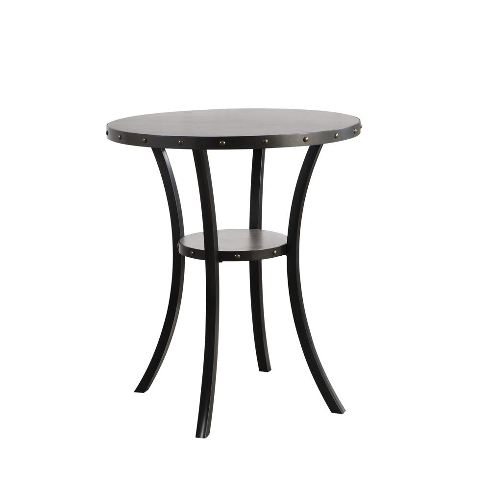 Furniture Crispin 36" Round Melamine Wood Pattern Bar Table in Gray. Picture 1