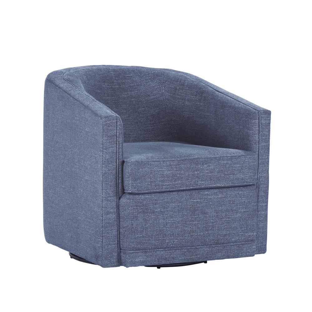 Poppy Blue Polyester Fabric Accent Swivel Arm Chair. Picture 3
