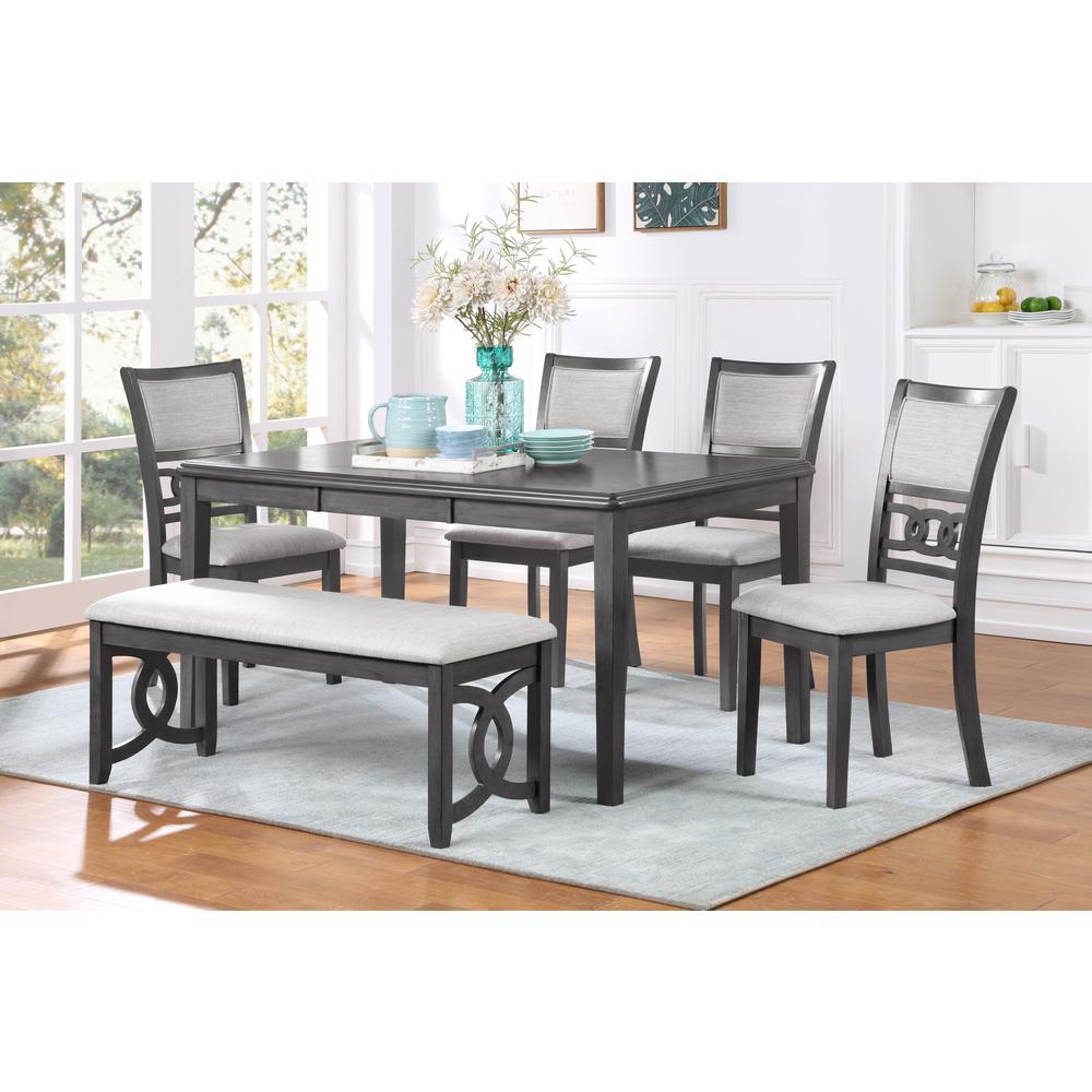 Gia 6 Pc Dining Table, 4 Chairs & Bench -Gray. Picture 8