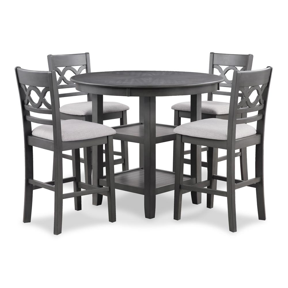 Cori 5-Piece Wood Round Counter Table Set with 4 Chairs in Gray. Picture 5