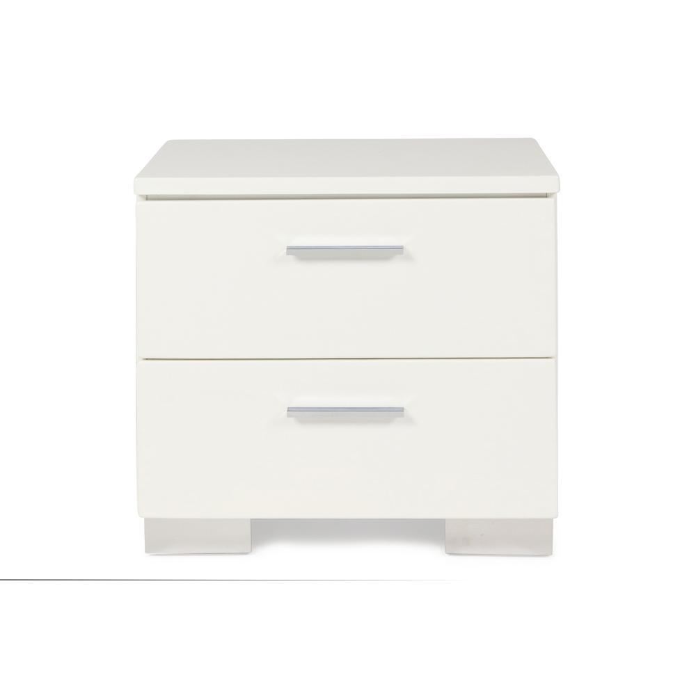 Furniture Sapphire Solid Wood 2-Drawer Nightstand in White. Picture 2