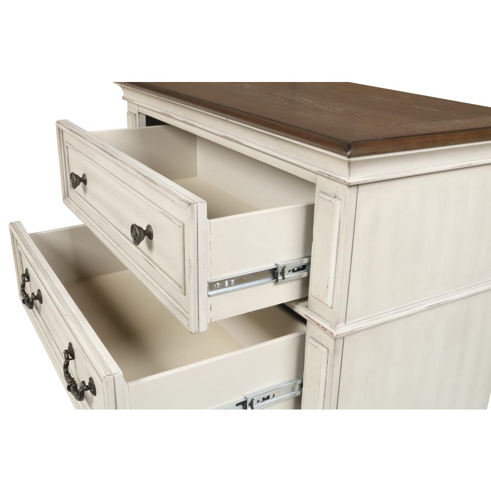 Furniture Anastasia 5-Drawer Solid Wood Chest in Antique White. Picture 4