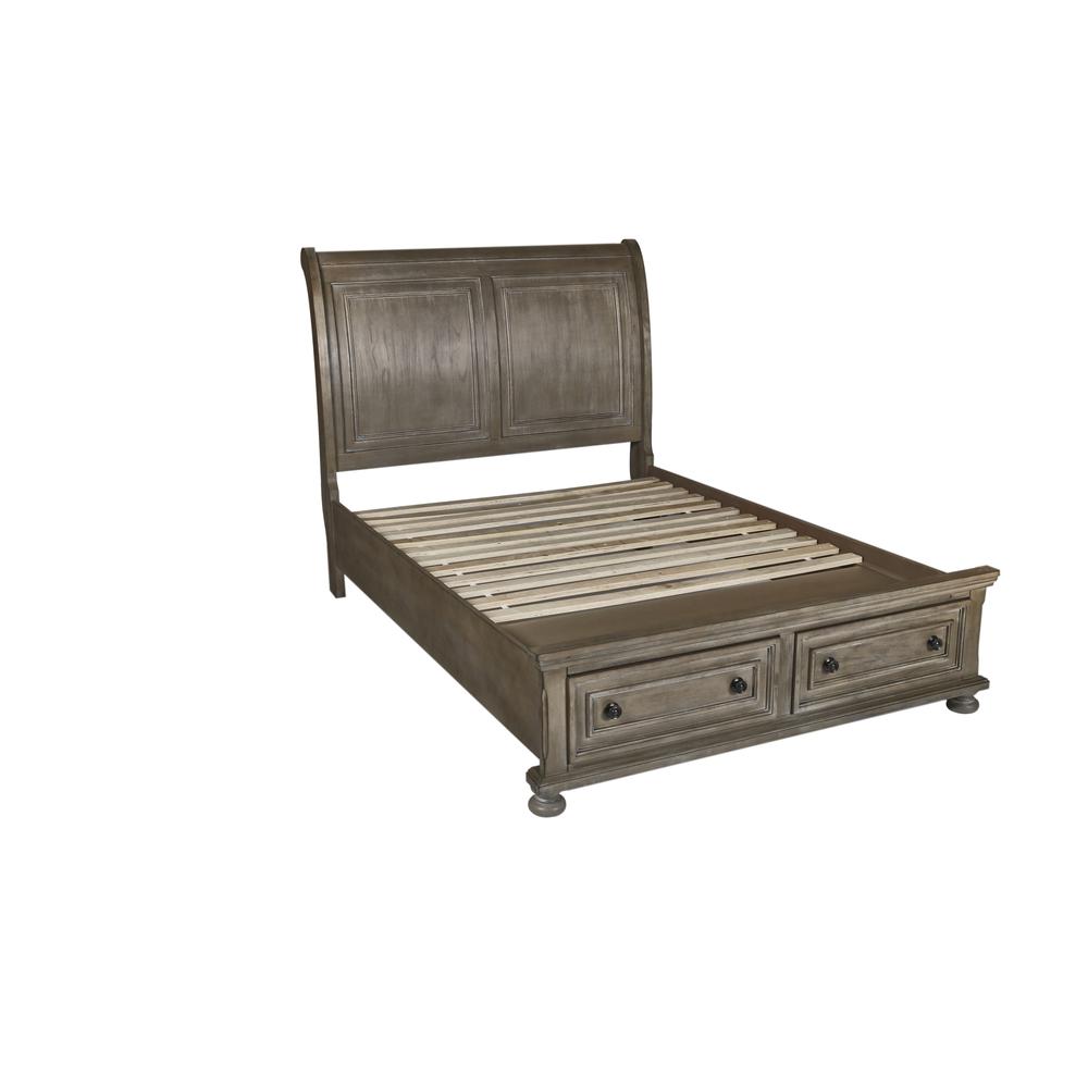 Furniture Allegra Contemporary Solid Wood Full Bed in Brown. Picture 1