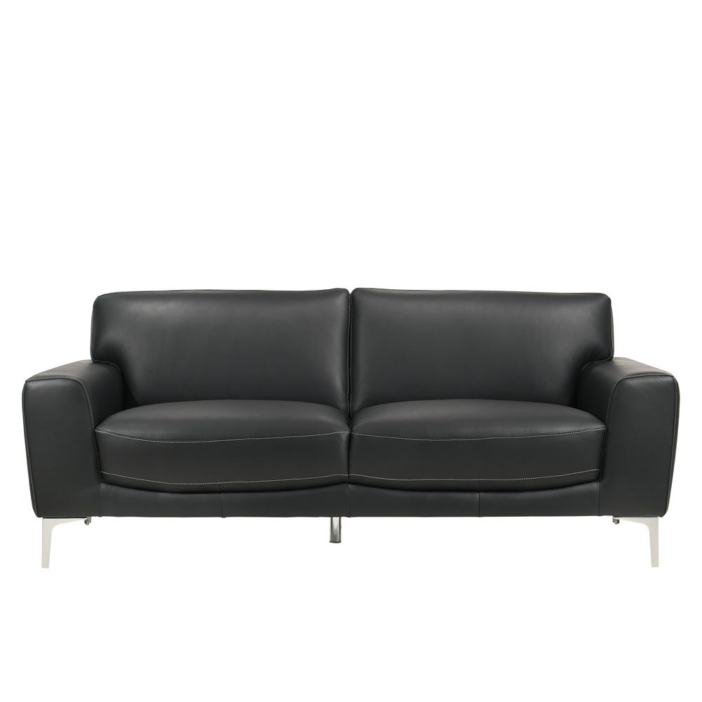Furniture Carrara Italian Leather Upholstered Sofa in Black. Picture 2