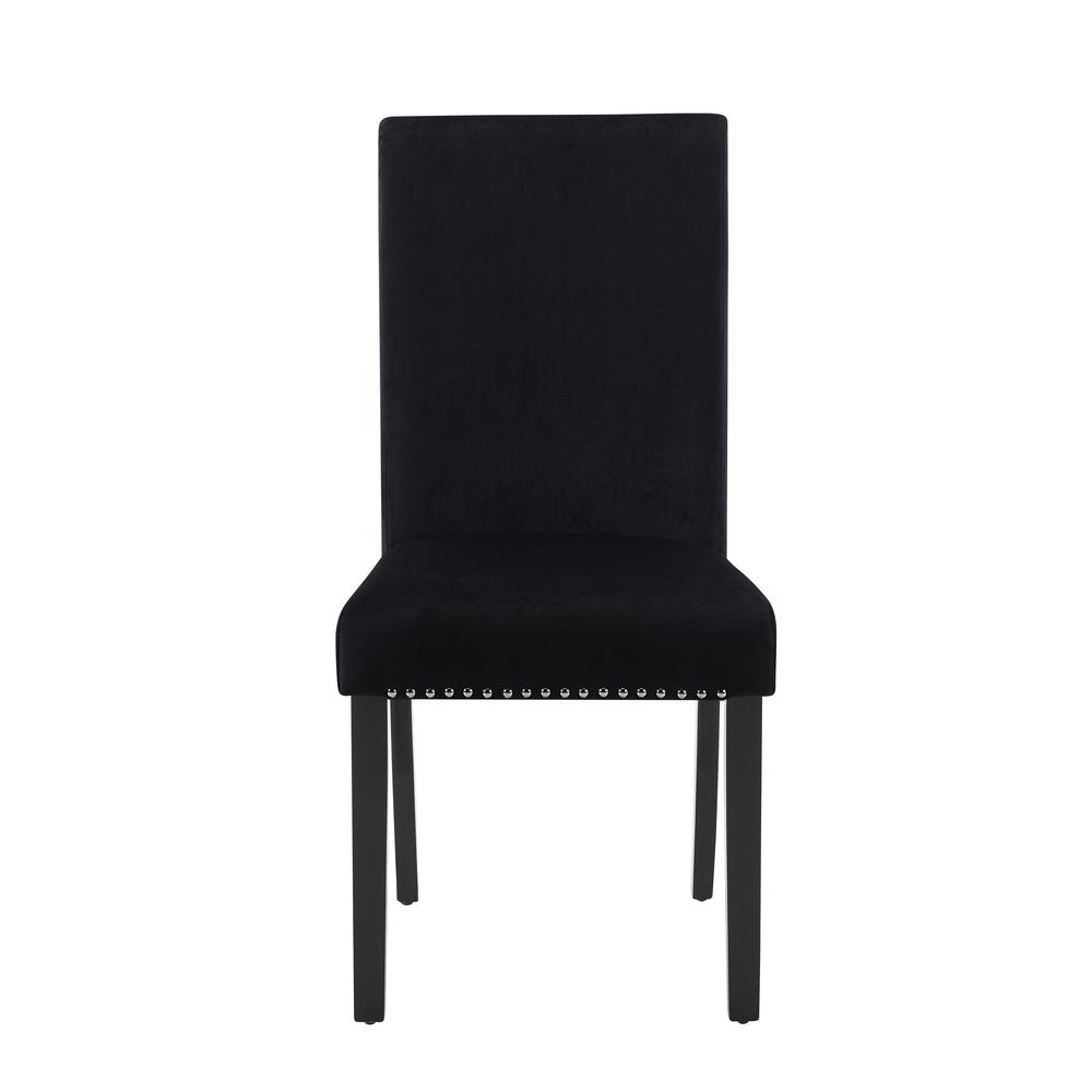 Furniture 37.75" Velvet & Wood Dining Chair in Black (Set of 2). Picture 3