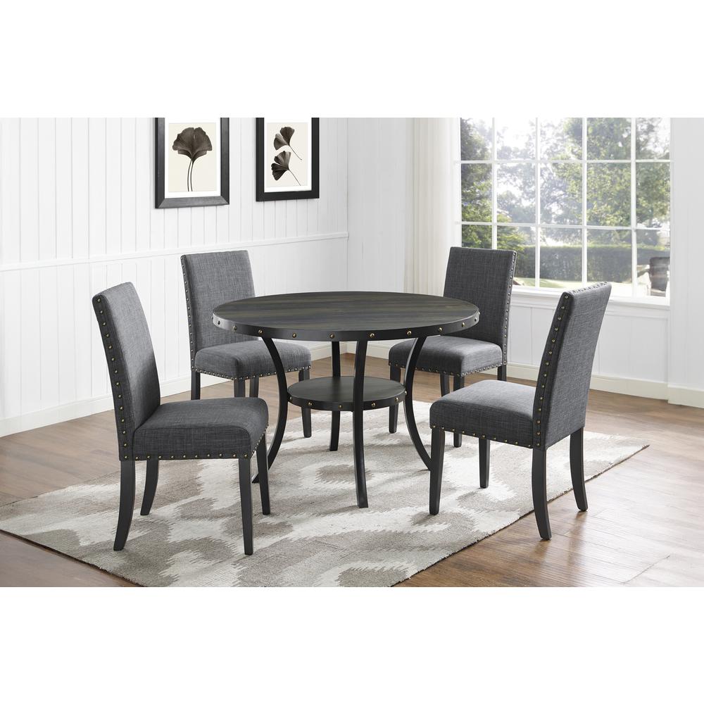 Furniture Crispin Melamine Round Dining Table & 4 Chairs in Gray. Picture 7
