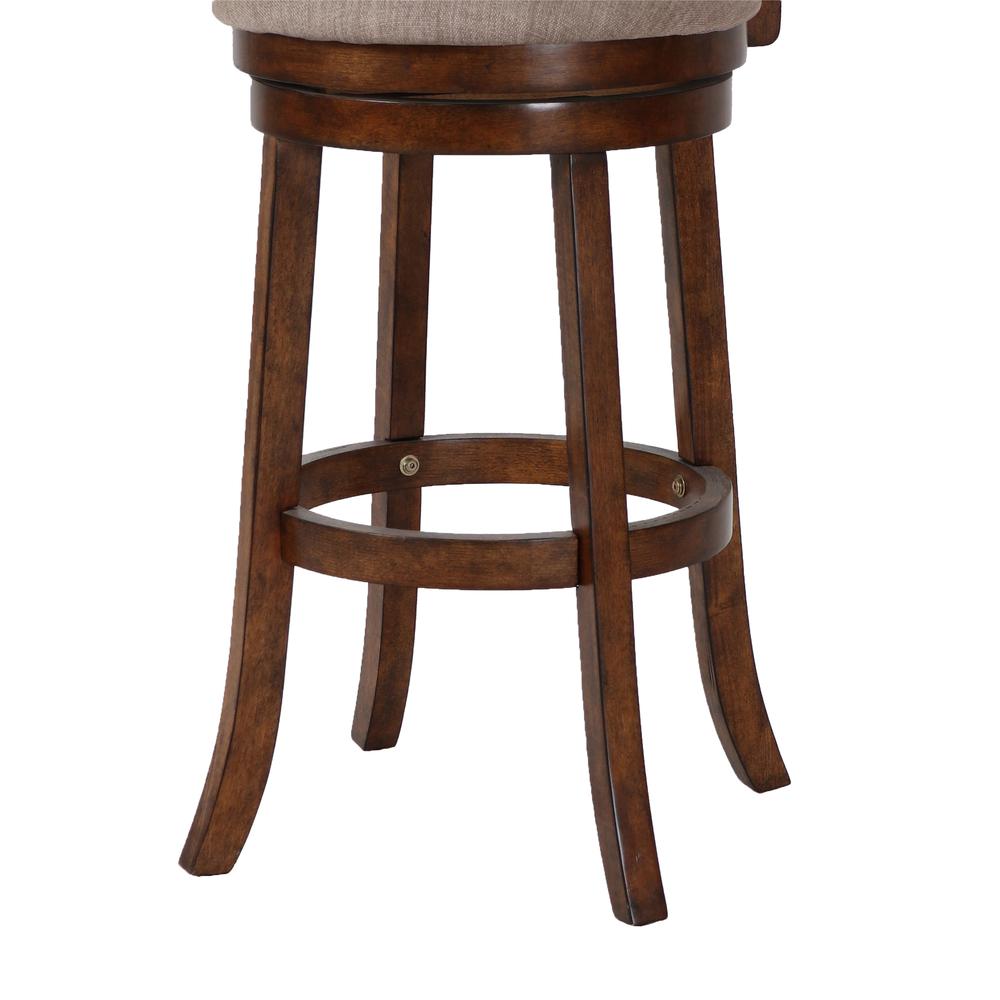 Aberdeen Wood Swivel Bar Stool with Fabric Seat in Dark Brown. Picture 5