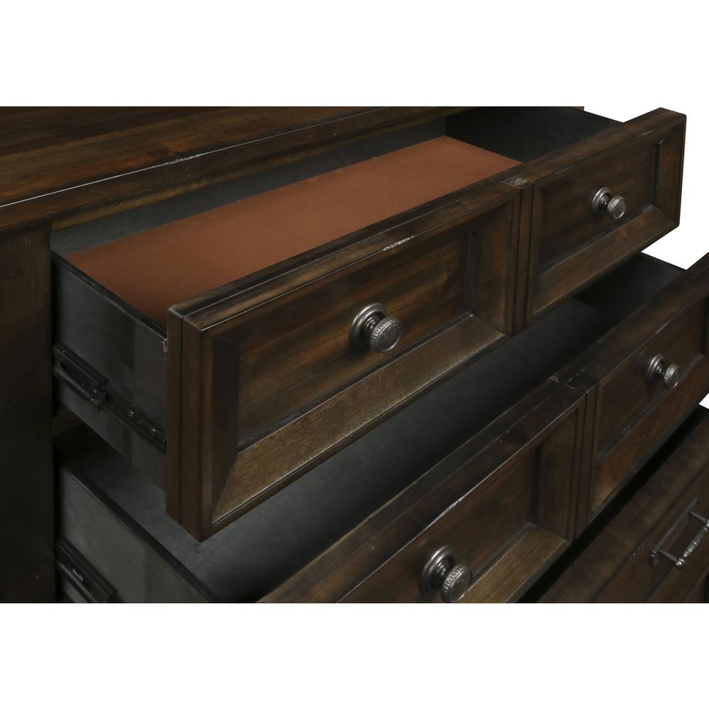Furniture Sevilla Solid Wood 5-Drawer Chest in Walnut. Picture 7