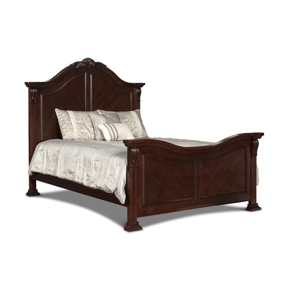 Furniture Emilie Traditional Solid Wood Bed in Brown. Picture 1