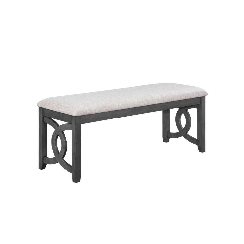 Furniture Gia 46" Solid Wood and Polyester Bench in Gray. Picture 1