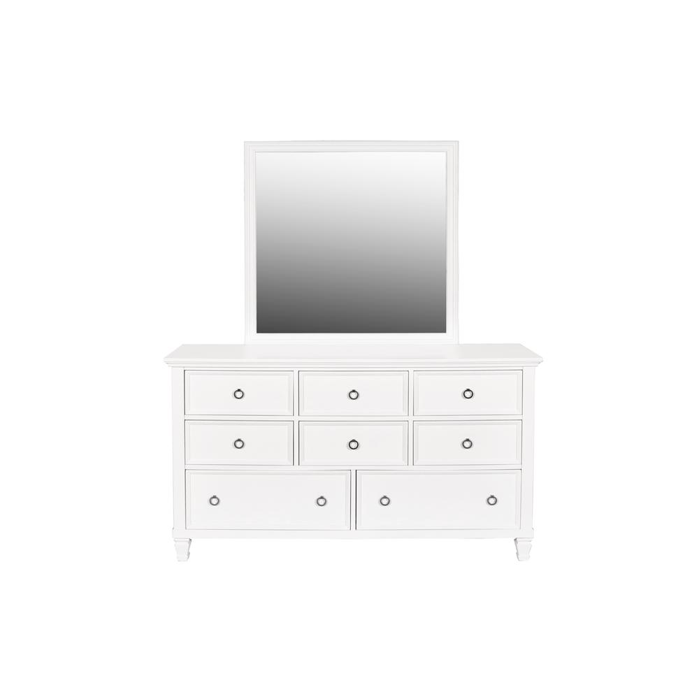 Furniture Tamarack Wood 8-Drawer Dresser with Mirror in White. Picture 2