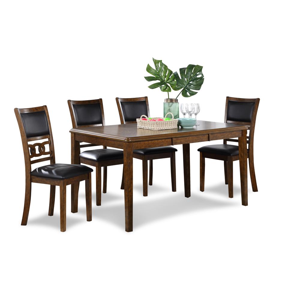 Gia 6 Pc Dining Table, 4 Chairs & Bench -Brown. Picture 2