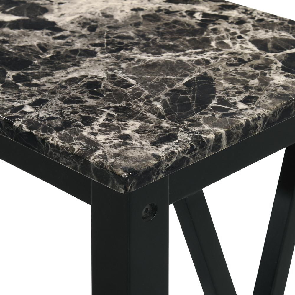 Furniture Eden 1-Shelf Faux Marble & Wood End Table in Black. Picture 4