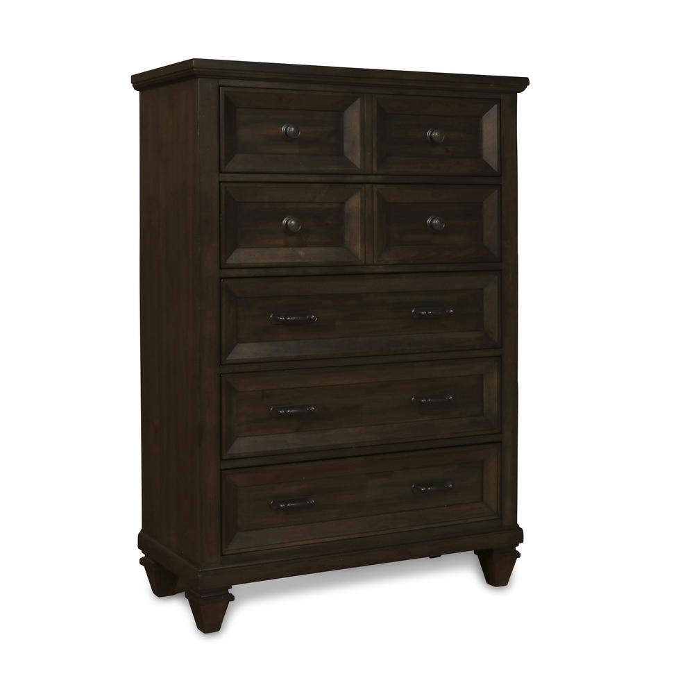 Furniture Sevilla Solid Wood 5-Drawer Chest in Walnut. Picture 1