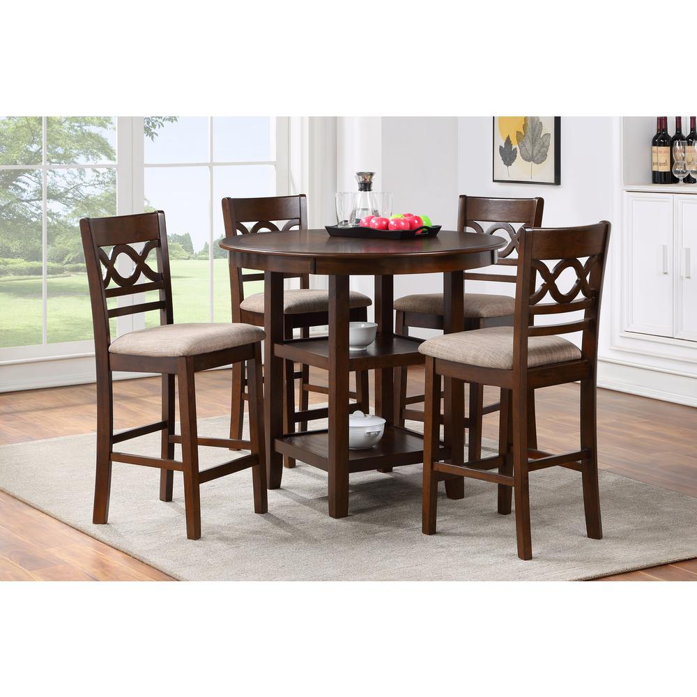 Furniture Cori 5-Piece Solid Wood Counter Set in Brown. Picture 11