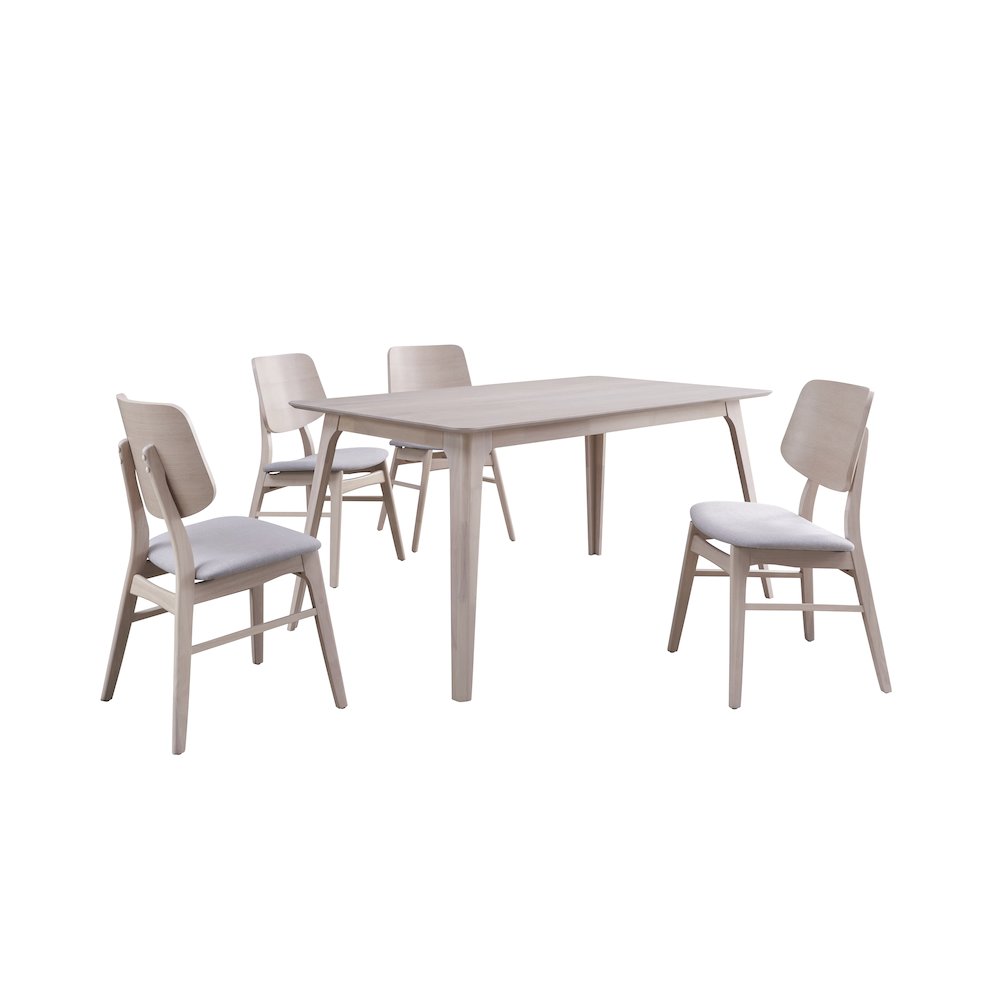 Oscar 5-piece Wood Dining Set, White Ash. Picture 1