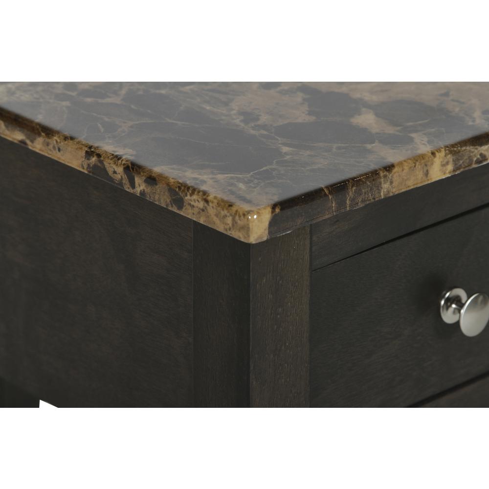 Furniture Noah 1-Drawer Faux Marble & Wood End Table in Espresso. Picture 4