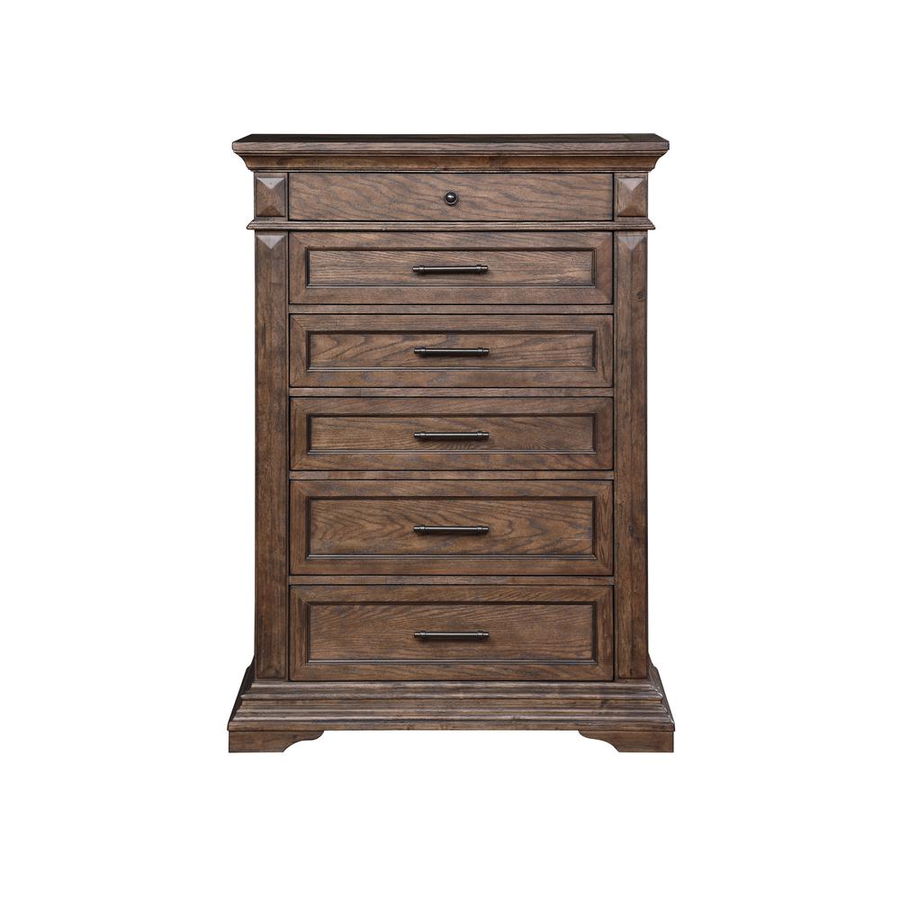 Furniture Mar Vista Solid Wood 6-Drawer Chest in Brushed Walnut. Picture 2