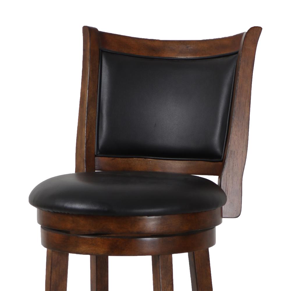 Bristol Wood Swivel Bar Stool with PU Seat in Dark Brown. Picture 4
