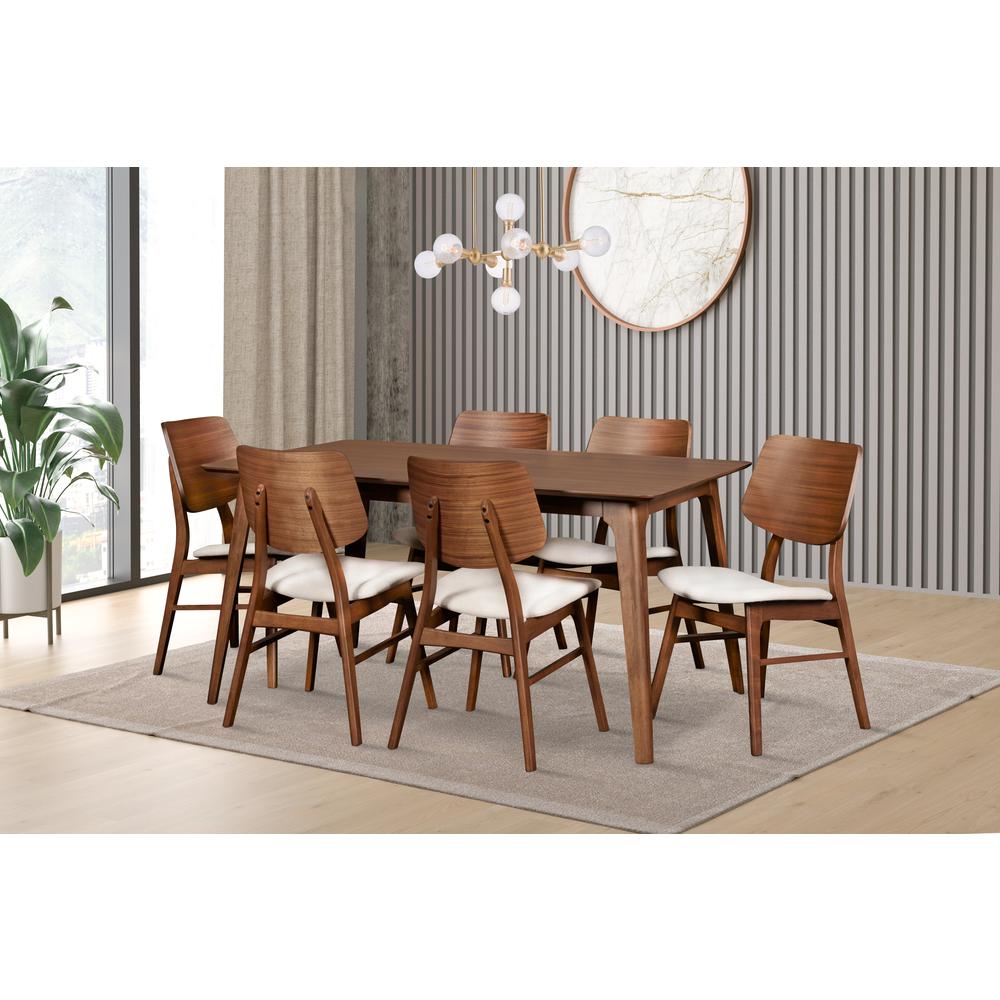 Furniture Oscar Solid Wood Table and 6 Chairs in Brown. Picture 1