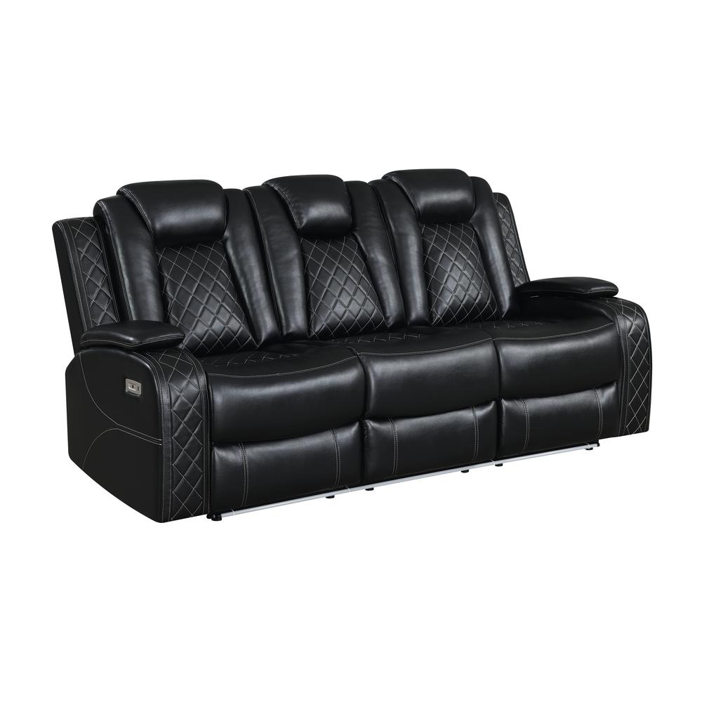 Orion Sofa W/Dual Recliner-Black. Picture 2