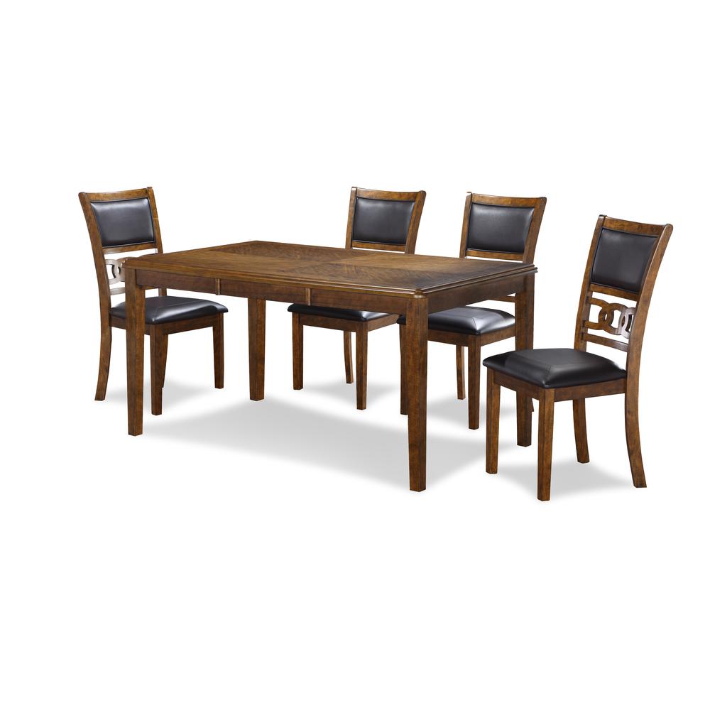 Gia 6 Pc Dining Table, 4 Chairs & Bench -Brown. Picture 1