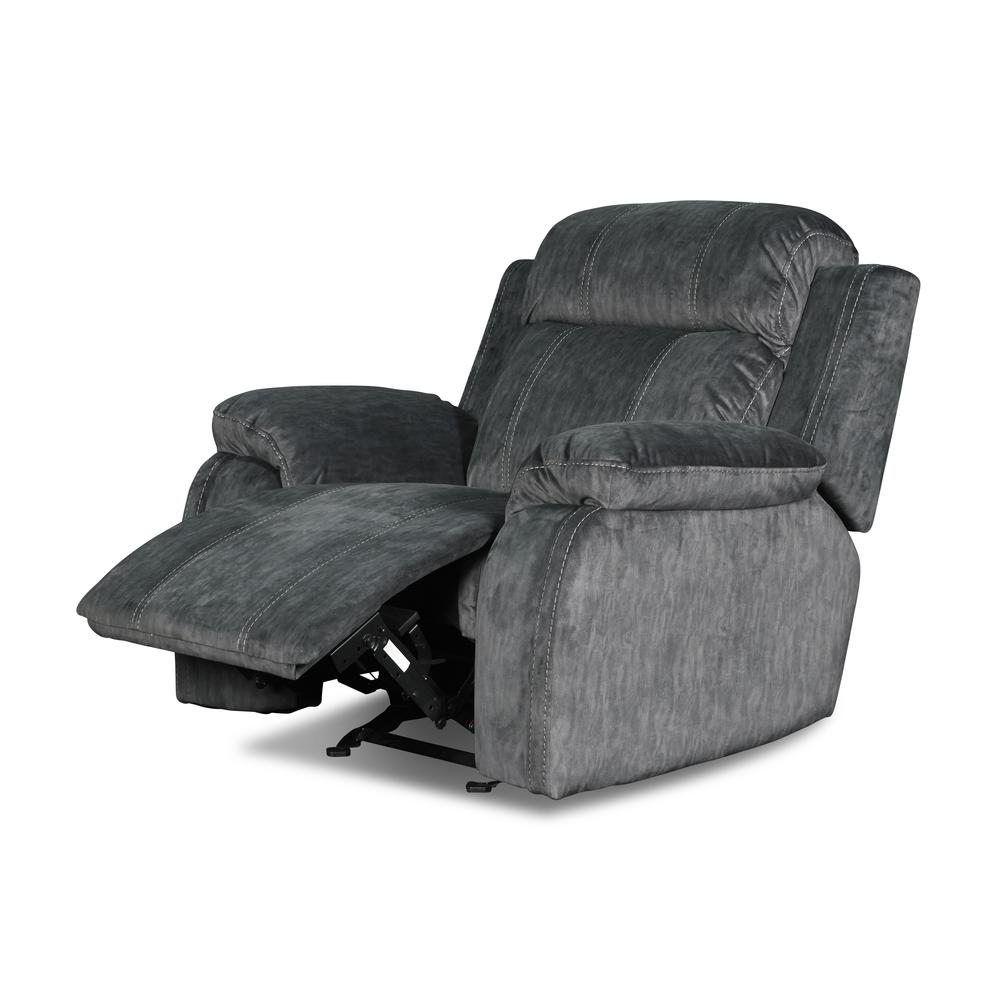 Furniture Tango Polyester Fabric Glider Recliner in Shadow Gray. Picture 3