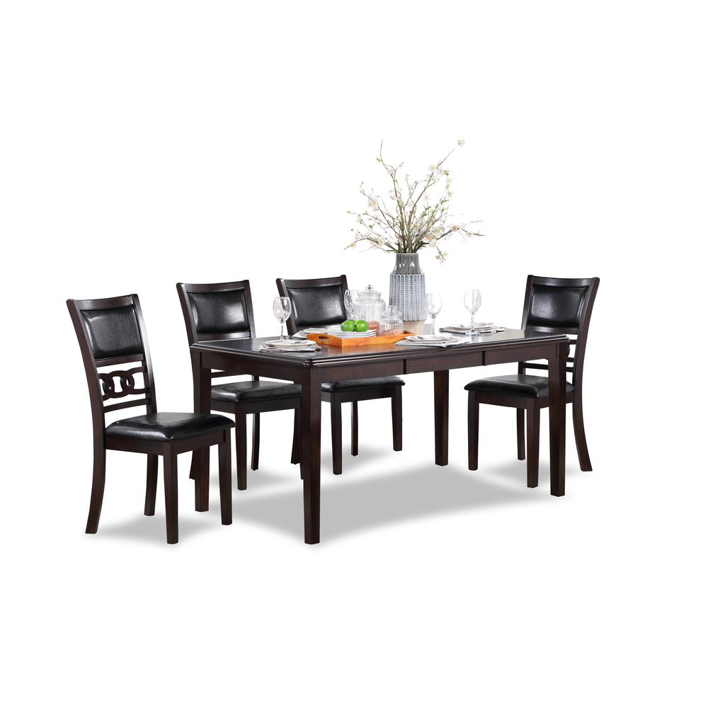 Gia 6 Pc Dining Table, 4 Chairs & Bench -Ebony. Picture 2