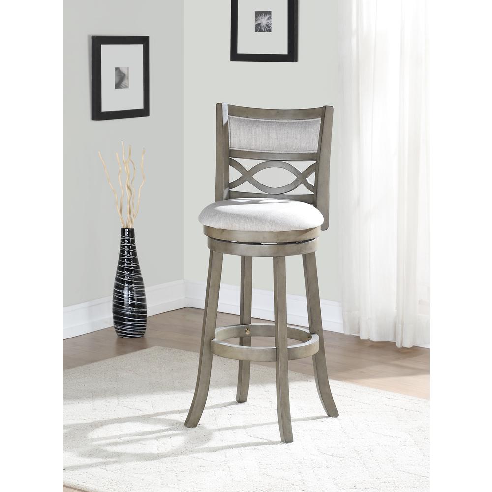 Manchester 29" Solid Wood Bar Stool with Fabric Seat in Ant Gray. Picture 6