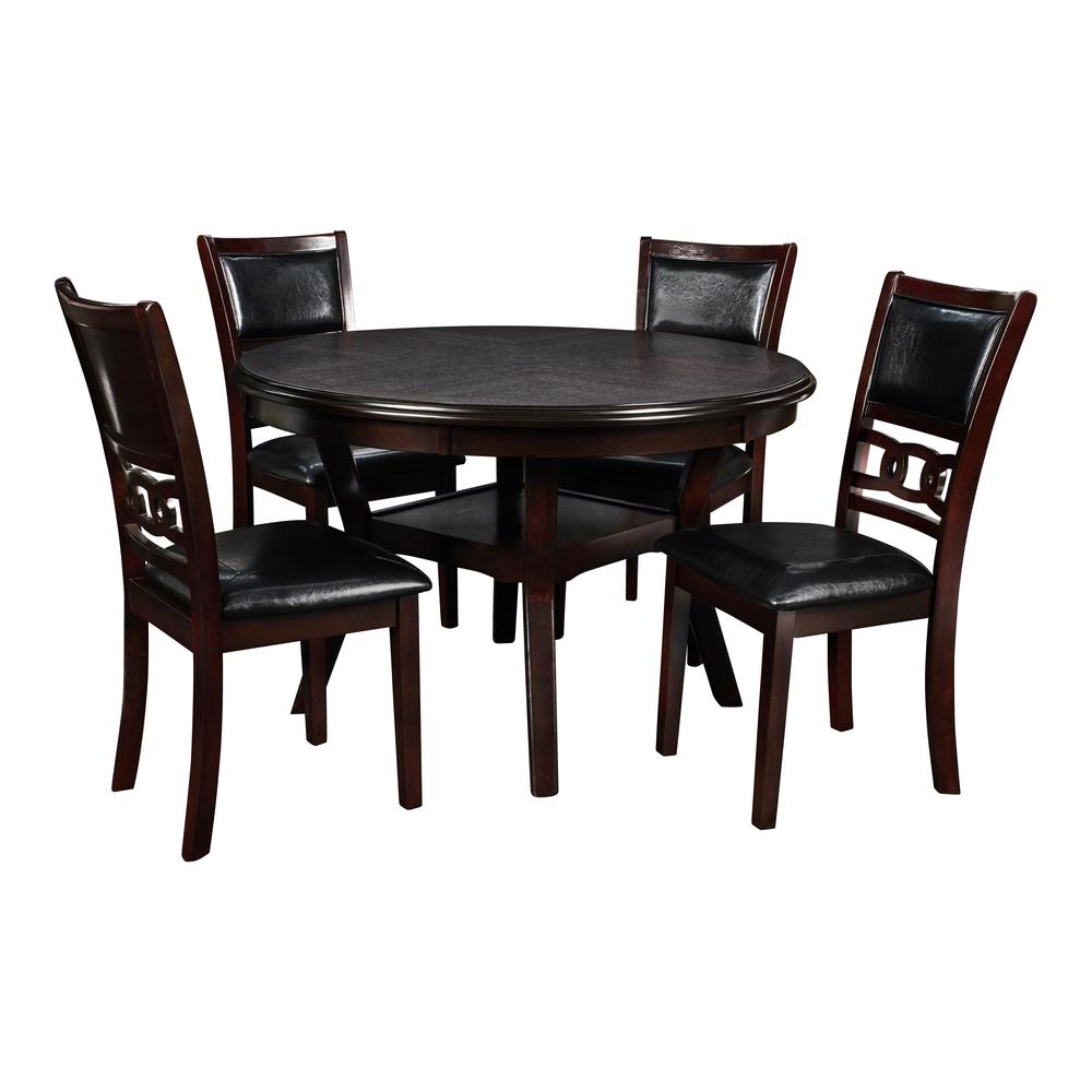 Furniture Gia 5-Piece Round Solid Wood Dining Set in Ebony. Picture 6