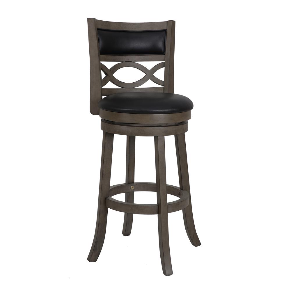 Manchester 29" Wood Bar Stool with Black PU Seat in Ant Gray. Picture 1