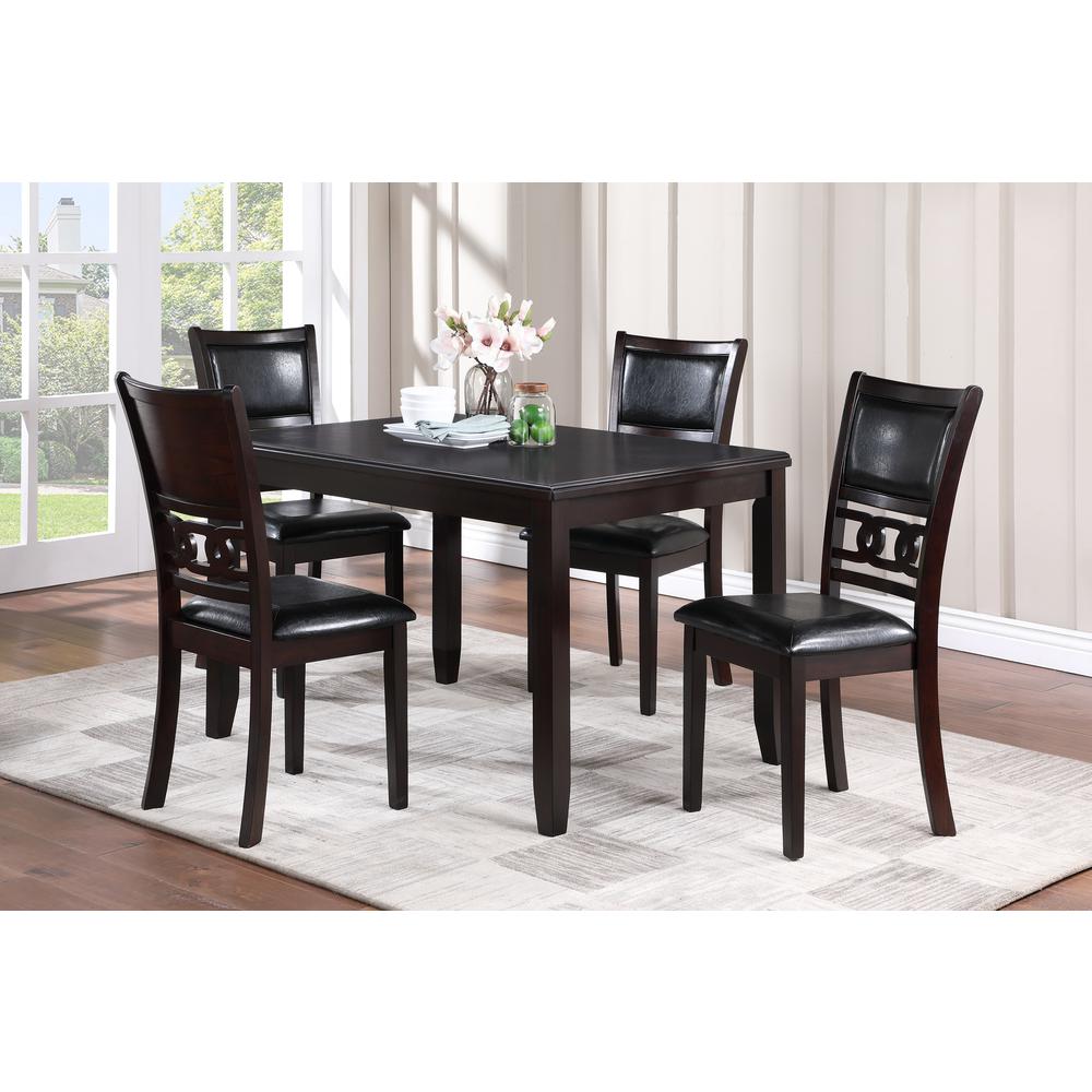 Gia 5-Piece 48" Wood Rectangular Dining Set with 4 Chairs in Ebony. Picture 13