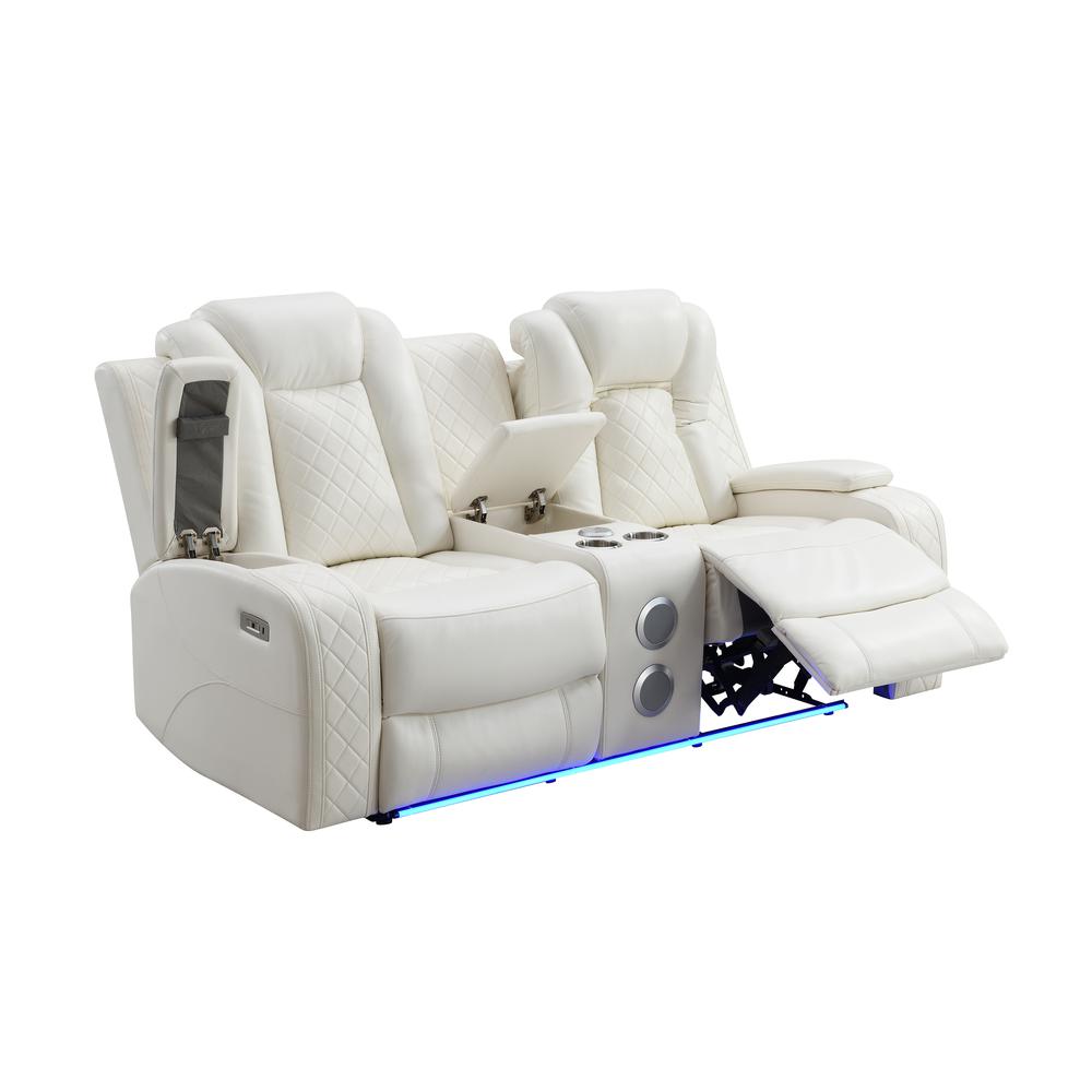 Orion Console Loveseat W/ Dual Recliners-White. Picture 3