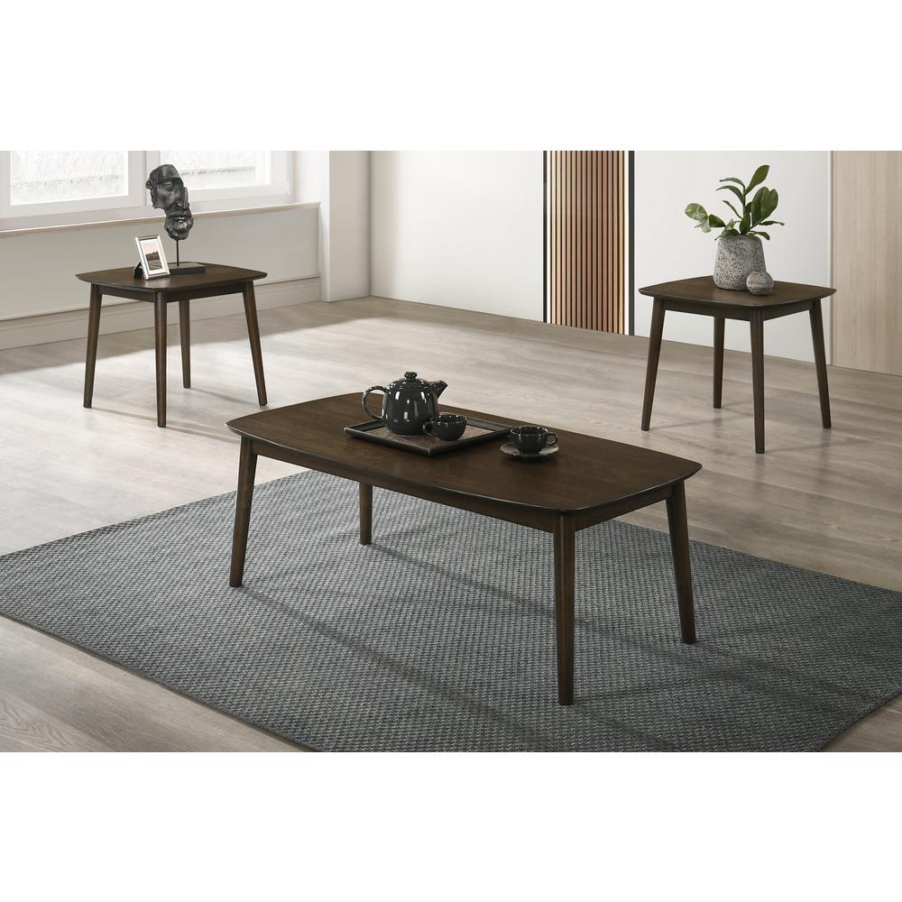 Felix 3-Piece Wood Coffee Table Set with 2 End Tables in Dark Walnut. Picture 9