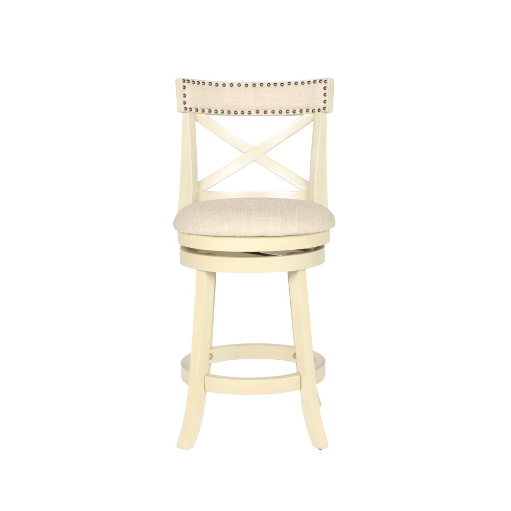 Furniture York 24" Wood Counter Stool with Fabric Seat in Ant White. Picture 2