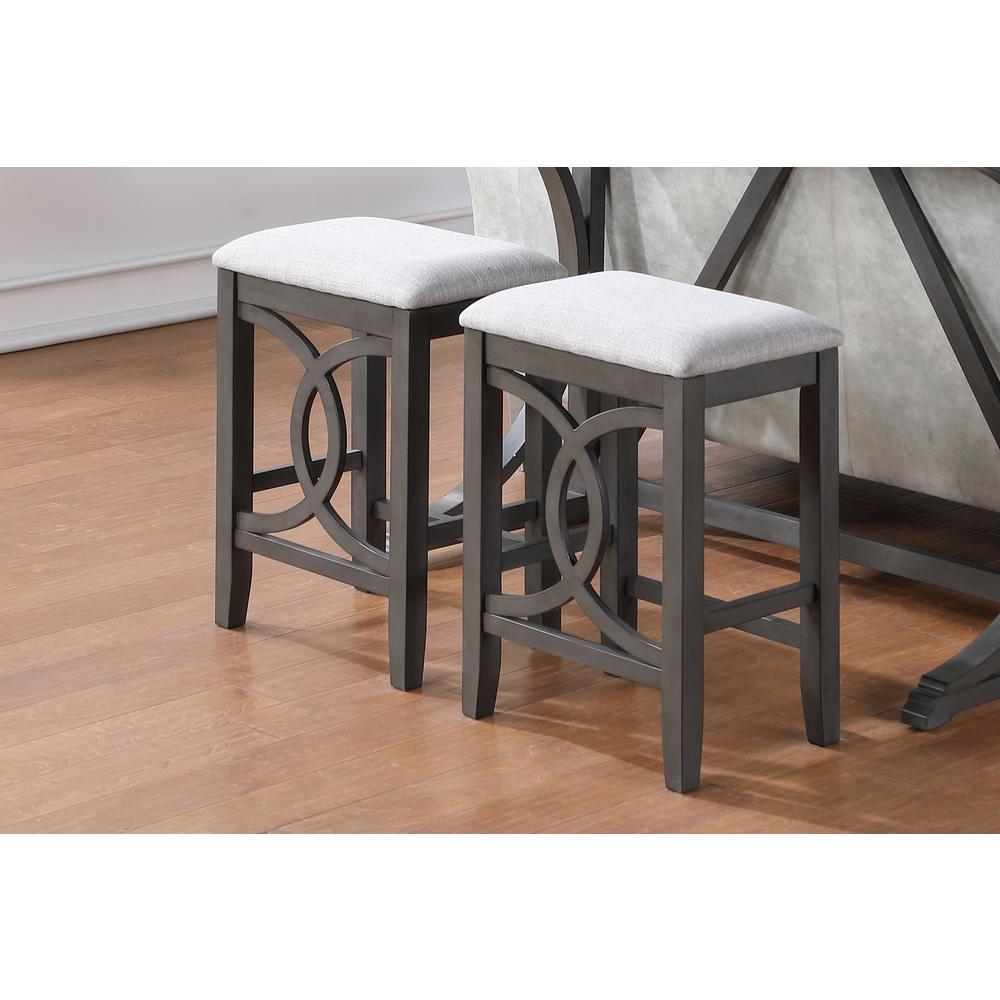Bella Wood Counter Stool with Fabric Seat in Gray (Set of 2). Picture 6