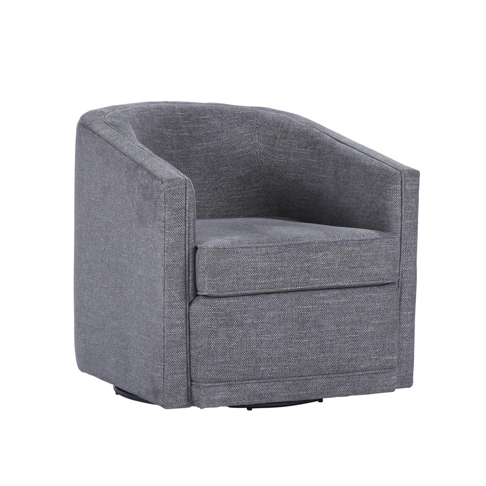 Poppy Dark Gray Polyester Fabric Accent Swivel Arm Chair. Picture 3