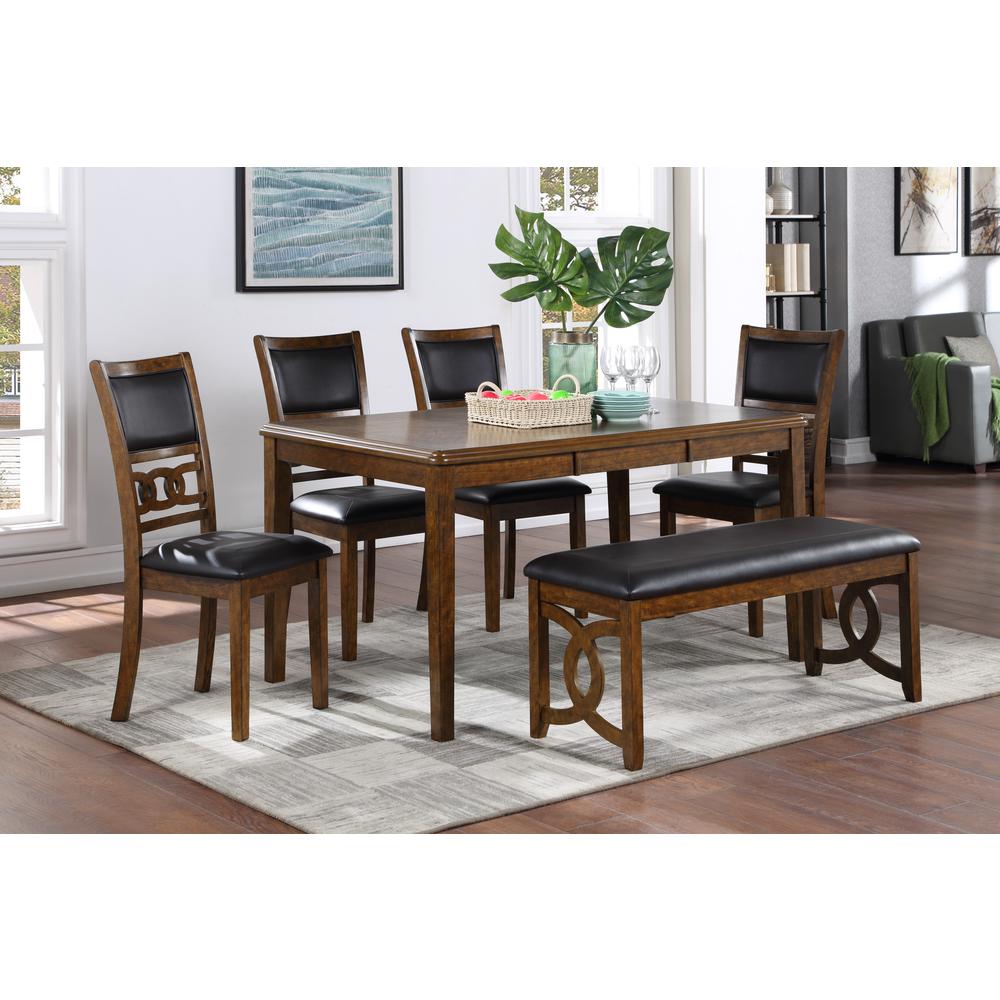 Gia 6 Pc Dining Table, 4 Chairs & Bench -Brown. Picture 8