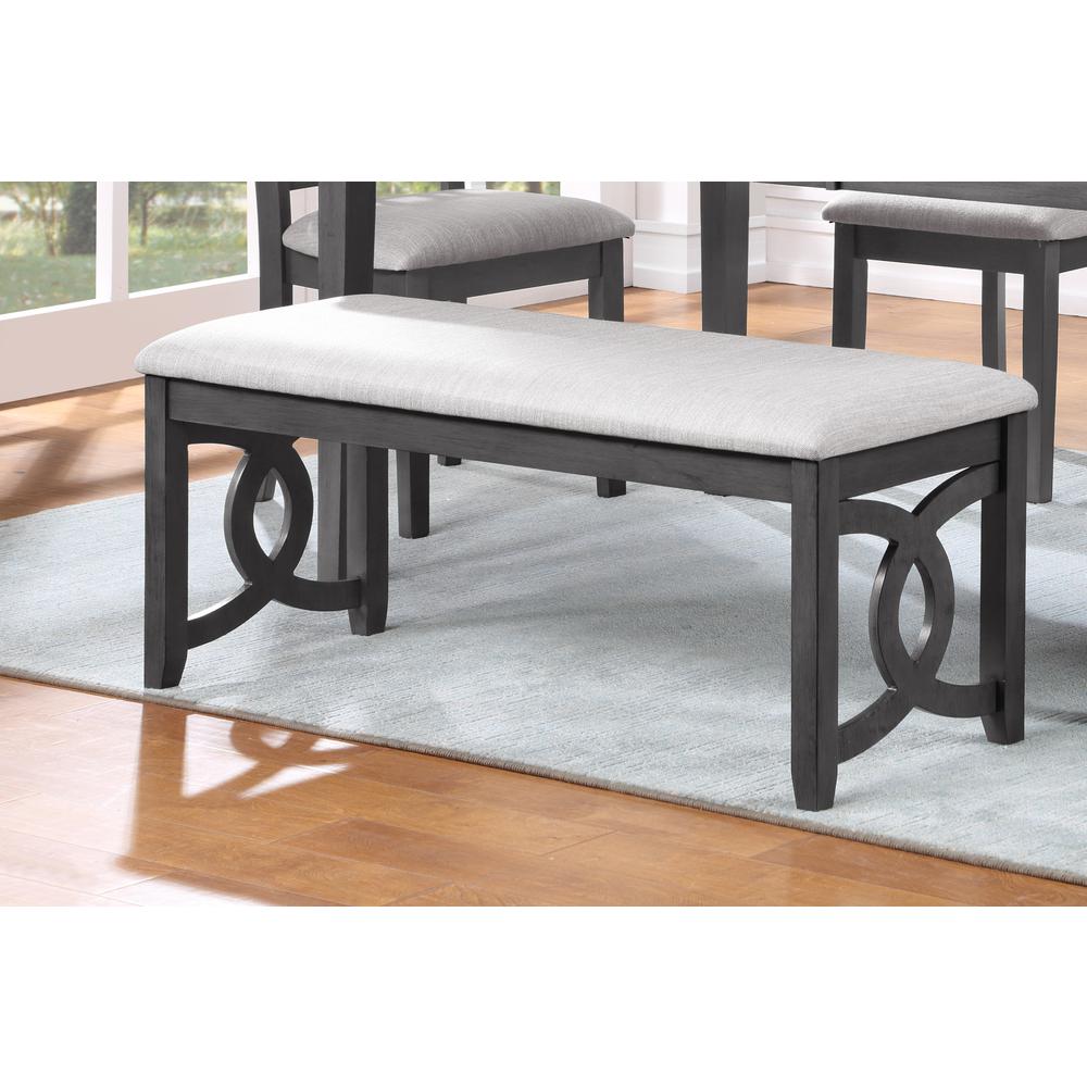 Furniture Gia 46" Solid Wood and Polyester Bench in Gray. Picture 4